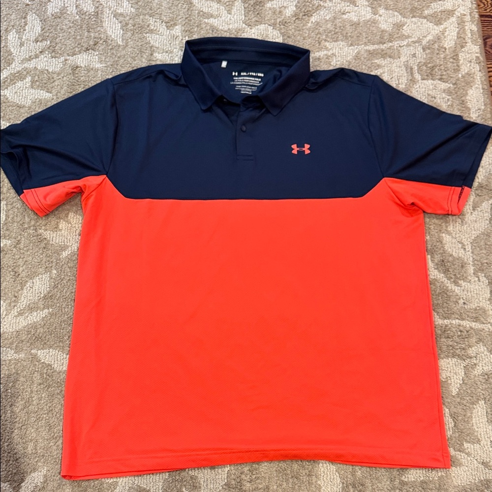 Under Armour Men's Golf Polo in Dark Blue and Bright Red